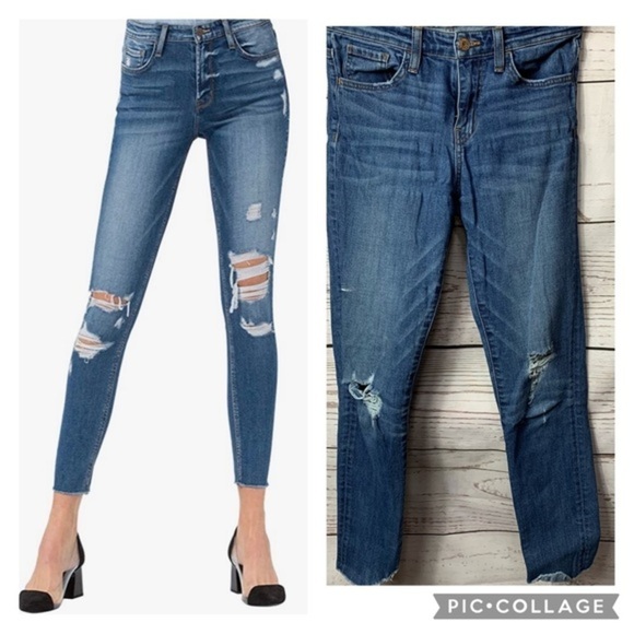 Flying Monkey Mid-Rise Distressed Raw Hem Jeans - Picture 1 of 8